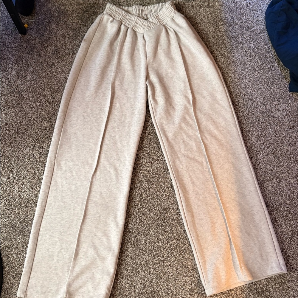 white Wide-Leg Lounge Pants